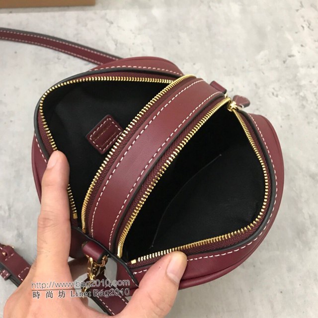 Burberry專櫃新款女包 巴寶莉紅色全小牛仔皮圓形Louise路易絲包  db1186